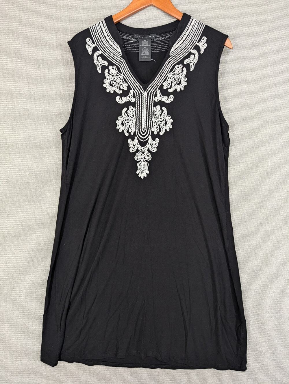 Grace Elements Tank Dress XXL Womans Plus Black Knit Embroidered Sleeveless